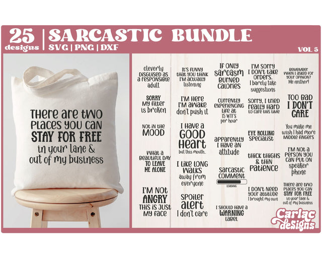 Sarcastic Funny SVG Bundle | Sassy SVG Bundle | Vol 5 SVG Carla C Designs 