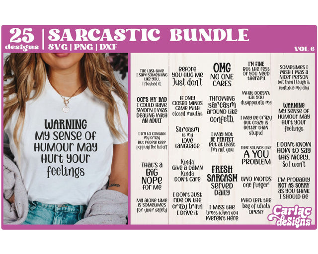 Sarcastic Funny SVG Bundle | Sassy SVG Bundle | Vol 6 SVG Carla C Designs 