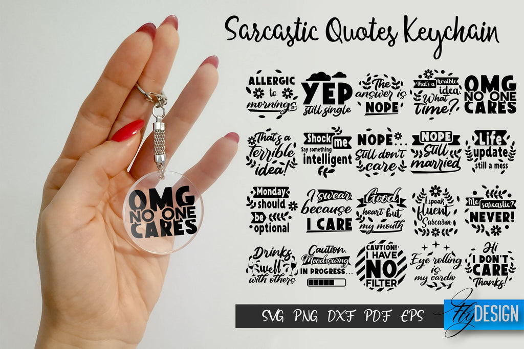 Sarcastic Keychain SVG Bundle. Funny Keychain Quotes SVG. - So Fontsy