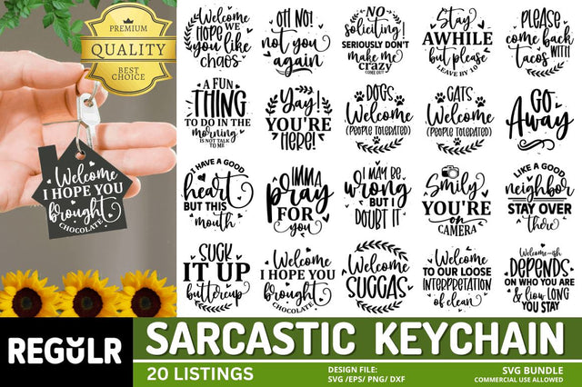 Sarcastic Keychain SVG Bundle SVG Regulrcrative 