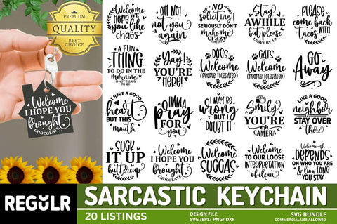 Sarcastic Keychain SVG Bundle SVG Regulrcrative 