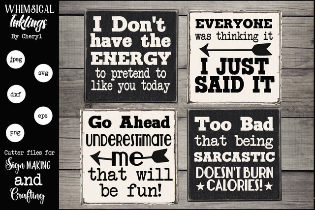 Sarcastic Magnet-Sign SVG Set SVG Whimsical Inklings