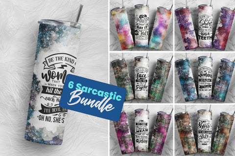 Sarcastic Quote Design Bundle, Set of 6, 20 oz Skinny Tumbler Design Wrap, Seamless Sublimation Design PNG, Funny Quote Tumbler Sublimation Syre Digital Creations 