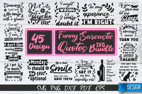 Sarcastic Quotes SVG Bundle. Funny Quotes SVG. Sarcastic SVG SVG Fly Design 