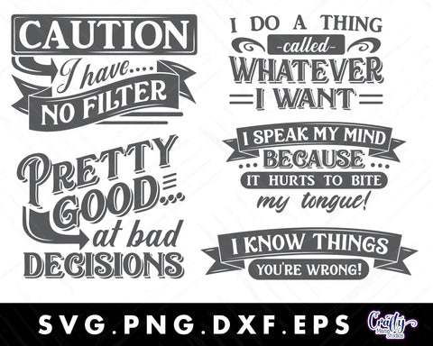 Sarcastic Quotes Svg Bundle SVG Crafty Mama Studios 