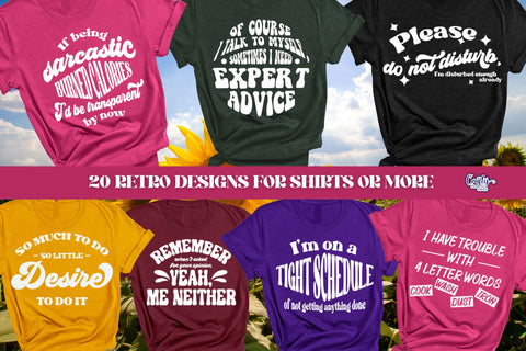 Sarcastic Quotes Vintage T Shirt Design Bundle, Retro Style SVG Crafty Mama Studios 