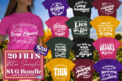 Sarcastic Quotes Vintage T Shirt Design Bundle, Retro Style SVG Crafty Mama Studios 