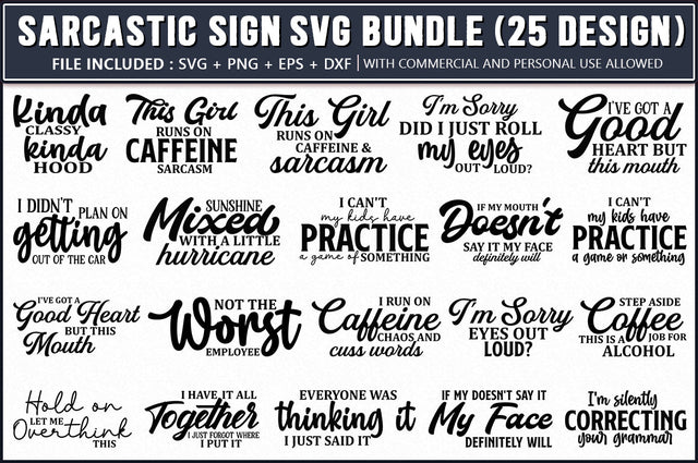 Sarcastic Sign SVG Bundle, 25 Design Bundle SVG Shetara Begum 