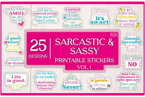 Sarcastic Sticker Bundle | Sassy Sticker Bundle | Vol 1 Sublimation Decor and Dreams 