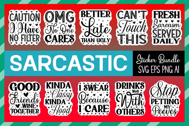Sarcastic Sticker Bundle, Sassy Svg Bundle, Funny Svg, SVG designmaster24 