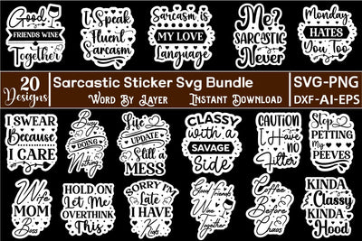 Sarcastic Sticker SVG Bundle Sticker SVG SVGs,Quotes and Sayings,Food & Drink,On Sale, Print & Cut SVG DesignPlante 503 
