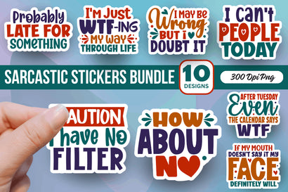 Sarcastic Stickers Bundle Sublimation Regulrcrative 