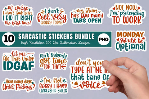 Sarcastic Stickers Bundle Sublimation Regulrcrative 