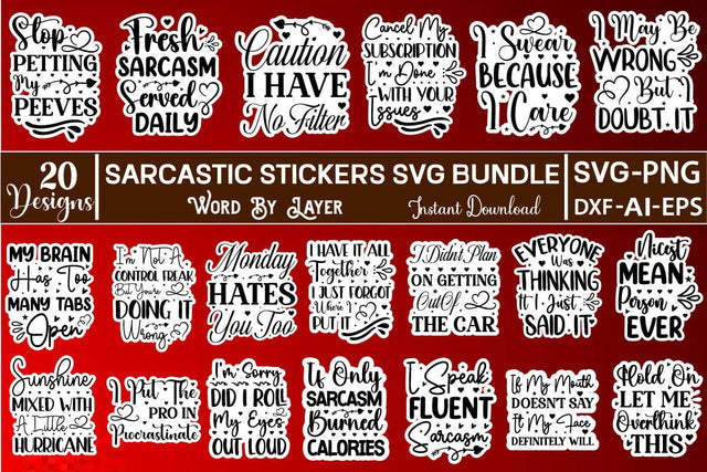 Sarcastic Stickers SVG Bundle Sticker SVG SVGs,Quotes and Sayings,Food & Drink,On Sale, Print & Cut SVG DesignPlante 503 