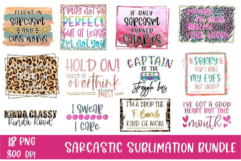 Sarcastic Sublimation Bundle-Funny Sublimation Designs-Set of 18 PNG Sublimation Linden Valley Designs 