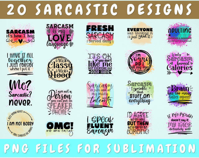 Sarcastic Sublimation Designs Bundle, 20 Designs, Sarcastic PNG Files For Sublimation, Funny Sublimation Files Sublimation HappyDesignStudio 