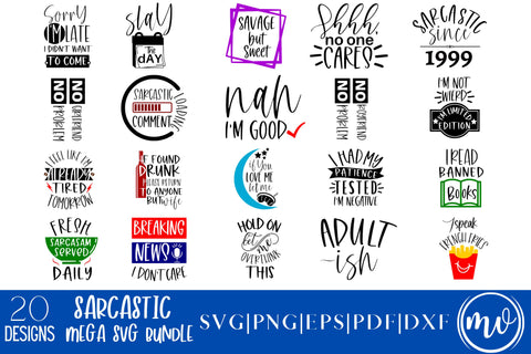 Sarcastic SVG Bundle - 20 SVG MockupSvgVenue 