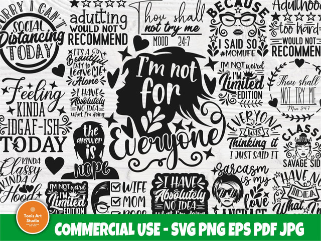 Sarcastic SVG Bundle, Funny Quote Svg, Mom Svg SVG TonisArtStudio 