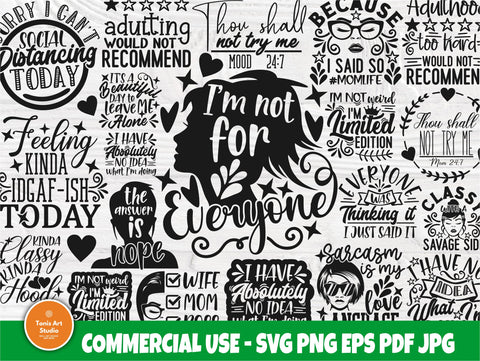 Sarcastic SVG Bundle, Funny Quote Svg, Mom Svg SVG TonisArtStudio 