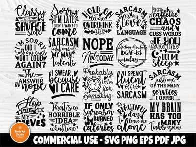 Sarcastic SVG Bundle, Funny Quote Svg, Sarcasm Svg, Svg Cut Files, Silhoutte Svg, Svg Files for Cricut, Sarcastic Png, Svg Designs SVG TonisArtStudio 