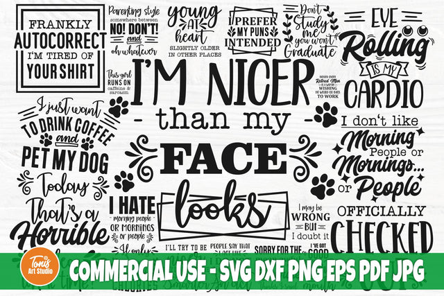 Sarcastic SVG bundle, Funny Sayings SVG, Funny quotes svg, Sarcastic cut files SVG TonisArtStudio 