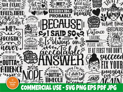 Sarcastic SVG Bundle, Funny Shirt Svg, Mom Svg SVG TonisArtStudio 