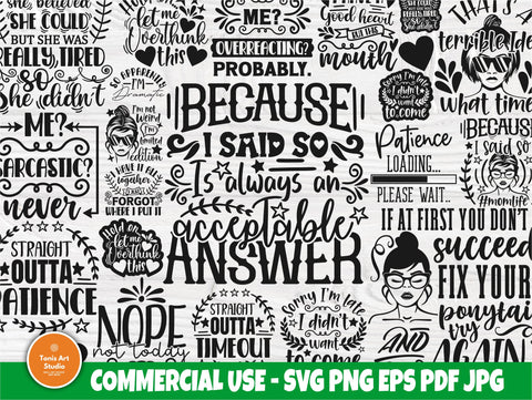 Sarcastic SVG Bundle, Funny Shirt Svg, Mom Svg SVG TonisArtStudio 