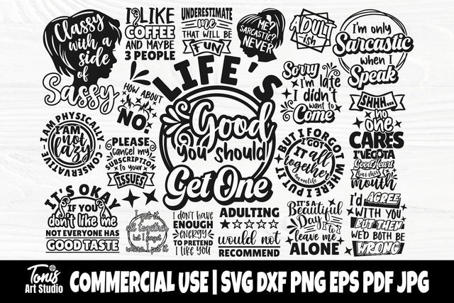 Sarcastic SVG Bundle, Sassy Quotes Svg, Funny Quote Svg, Sarcastic Saying Png, Sarcasm Svg, Svg Cut Files, Cricut Svg, Silhouette Svg SVG TonisArtStudio 