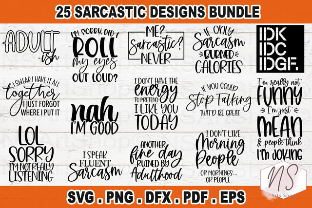 Sarcastic SVG Bundle, Sassy SVG, Funny quotes SVG, Funny sayings SVG NS Arts Shop 
