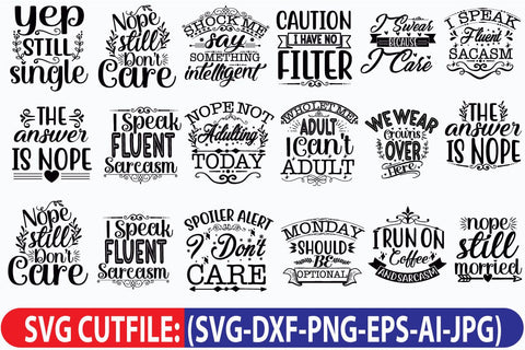 Sarcastic SVG Bundle SVG Cut File SVGs,Quotes and Sayings,Food & Drink,On Sale, Print & Cut SVG Blessedprint 