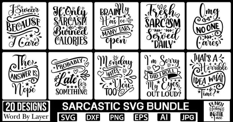 Sarcastic SVG Bundle SVG Cut File SVGs,Quotes and Sayings,Food & Drink,On Sale, Print & Cut SVG DesignPlante 503 
