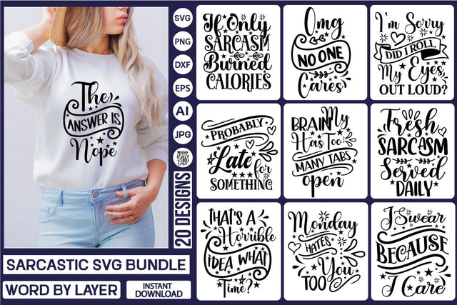 Sarcastic SVG Bundle SVG Cut File SVGs,Quotes and Sayings,Food & Drink,On Sale, Print & Cut SVG DesignPlante 503 