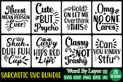 SARCASTIC SVG BUNDLE, SVG Cut File,SVGs,quotes-and-sayings,food-drink,mini-bundles,print-cut,on-sale,Clipart Clip Art Sublimation or Vinyl Shirt Design SVG DesignPlante 503 