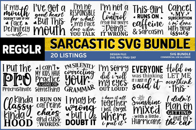 Sarcastic SVG Bundle SVG Regulrcrative 