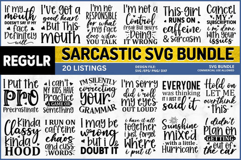 Sarcastic SVG Bundle SVG Regulrcrative 