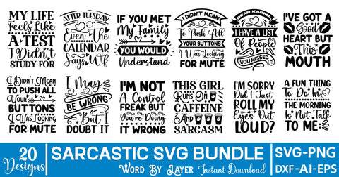 Sarcastic SVG Bundle SVG SVGs,Quotes and Sayings,Food & Drink,On Sale, Print & Cut SVG DesignPlante 503 