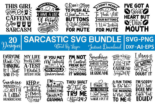 Sarcastic SVG Bundle SVG SVGs,Quotes and Sayings,Food & Drink,On Sale, Print & Cut SVG DesignPlante 503 