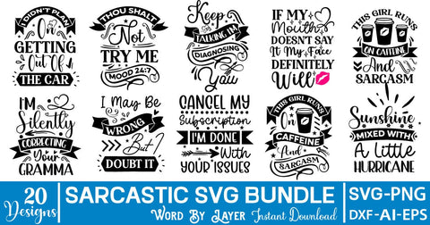Sarcastic SVG Bundle SVG SVGs,Quotes and Sayings,Food & Drink,On Sale, Print & Cut SVG DesignPlante 503 