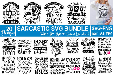 Sarcastic SVG Bundle SVG SVGs,Quotes and Sayings,Food & Drink,On Sale, Print & Cut SVG DesignPlante 503 