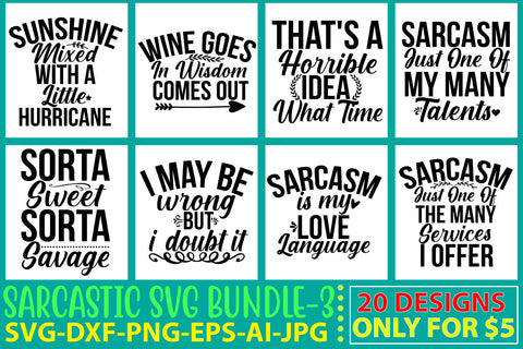 Sarcastic Svg Bundle SVG Syaman 