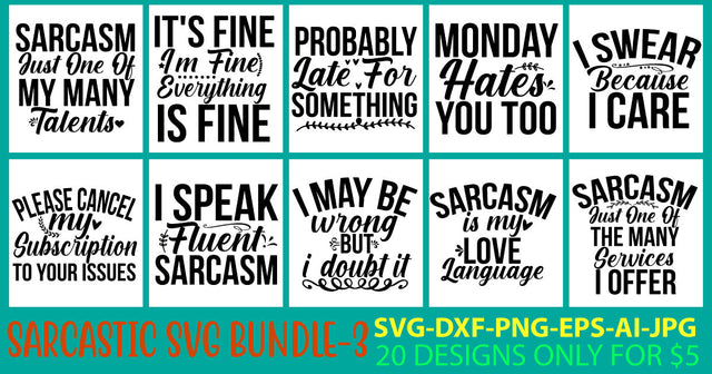 Sarcastic Svg Bundle SVG Syaman 