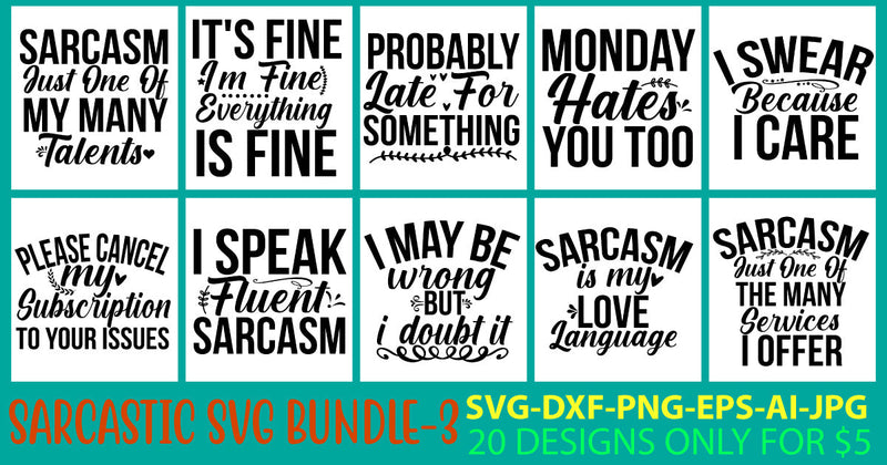 Sarcastic Svg Bundle SVG Syaman 