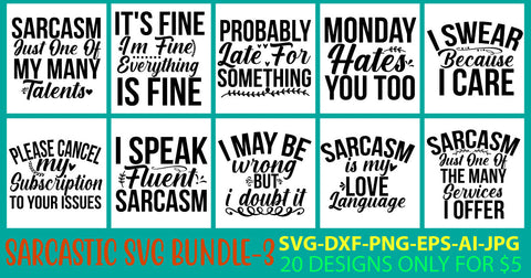 Sarcastic Svg Bundle SVG Syaman 