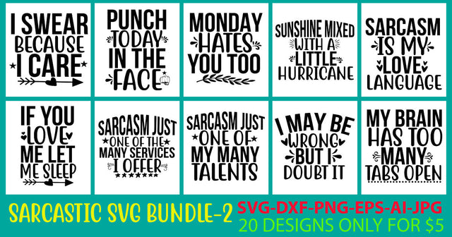 Sarcastic Svg Bundle SVG Syaman 