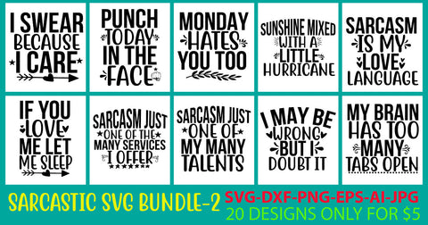 Sarcastic Svg Bundle SVG Syaman 