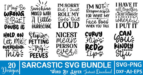 Sarcastic SVG Bundle SVGs,Quotes and Sayings,Food & Drink,On Sale, Print & Cut SVG DesignPlante 503 