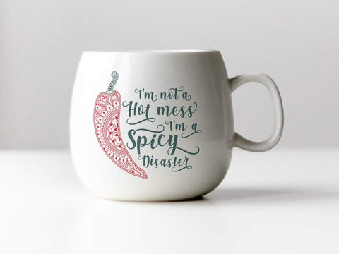 Sarcastic svg, Funny mom svg, Mom life svg, I'm not a hot mess I'm a spicy disaster, zentangle svg, funny quotes svg, chili svg, sarcasm svg SVG CutLeafSvg 