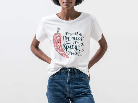 Sarcastic svg, Funny mom svg, Mom life svg, I'm not a hot mess I'm a spicy disaster, zentangle svg, funny quotes svg, chili svg, sarcasm svg SVG CutLeafSvg 