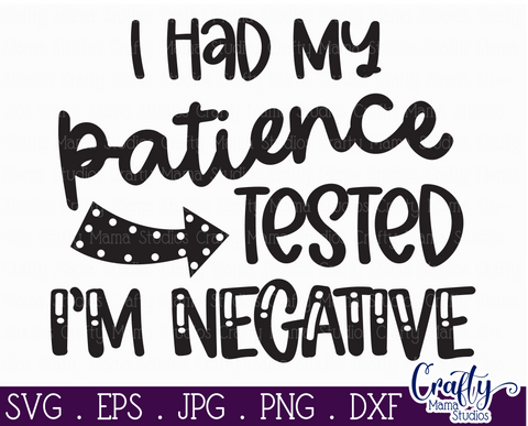 Sarcastic Svg, Funny Svg, Sarcasm, I Had My Patience Tested SVG Crafty Mama Studios 