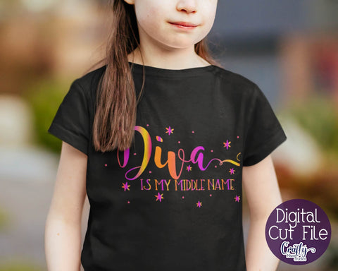 Sarcastic Svg - Sassy and Classy Svg - Diva is my Middle Name Svg SVG Crafty Mama Studios 